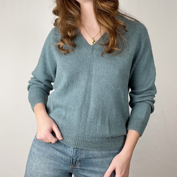 Stunning Parisian Vintage Mohair Wool Handmade Sweater Oversized Preppy Knit - Picture 2 of 6